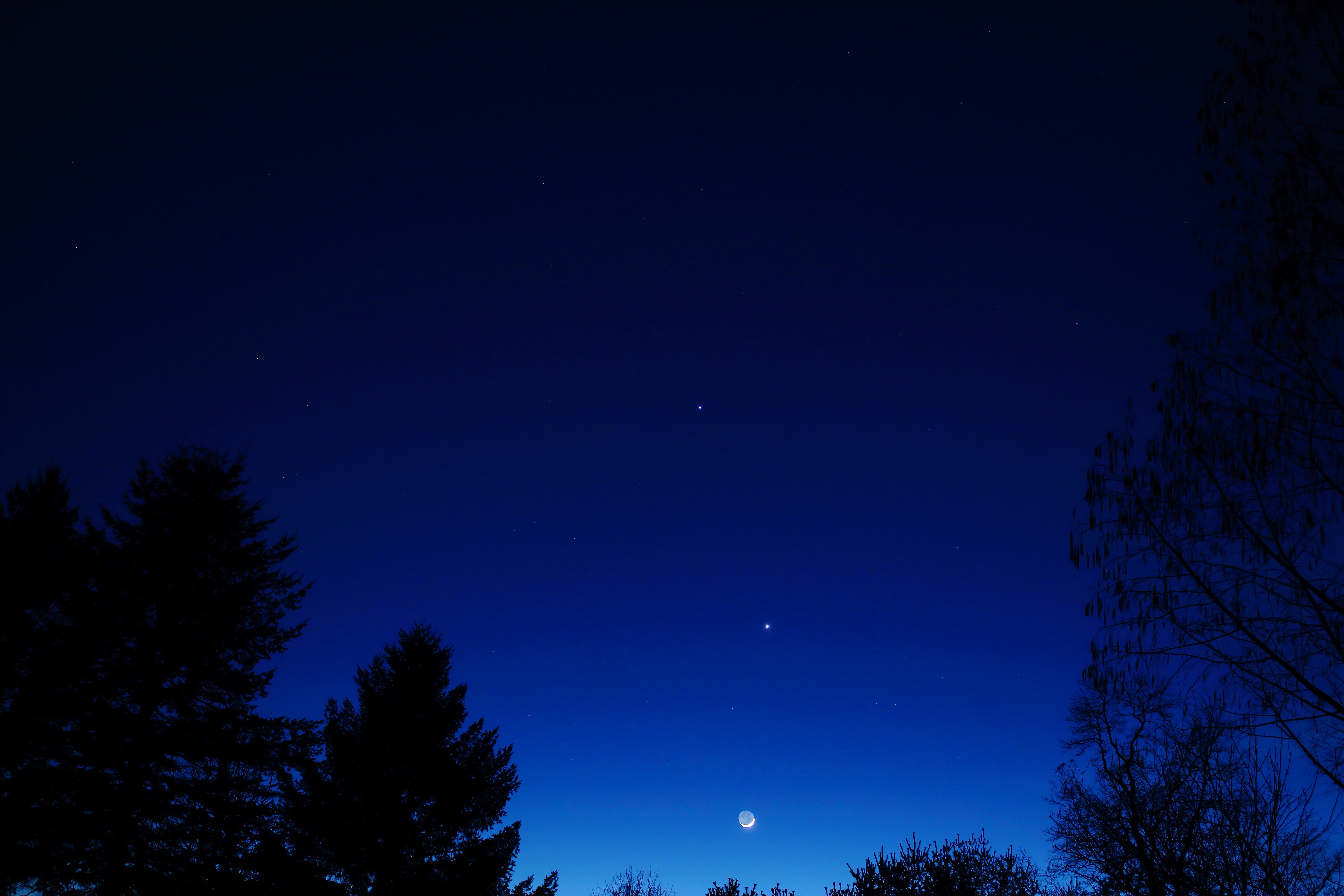 Jupiter Venus Crescent Moon 1 day past new Neptune Phoenixville, PA  Feb 21, 2023 - Jeff Cunningham